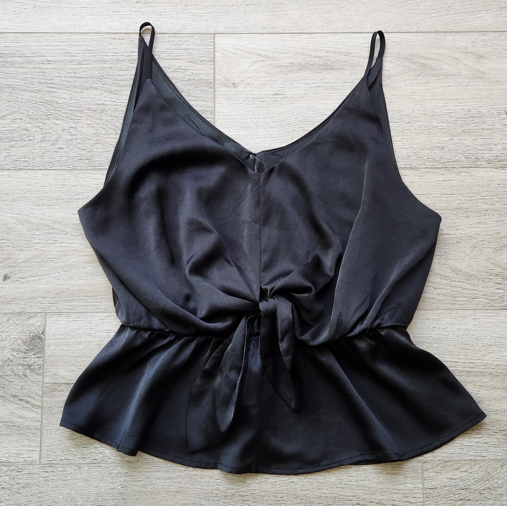 She + Sky Black Tank Top With Bow Womens Large Peplum - Picture 1 of 8